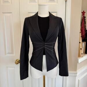 bebe y2k charcoal corset waist fitted blazer jacket